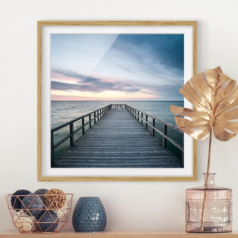 

Póster enmarcado - Jetty Promenade Dimensión LxA: 50cm x 50cm, Marco: Roble