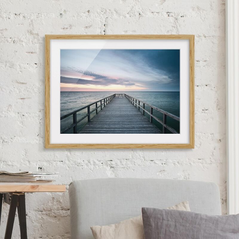 

Póster enmarcado - Jetty Promenade Dimensión LxA: 18cm x 24cm, Marco: Roble