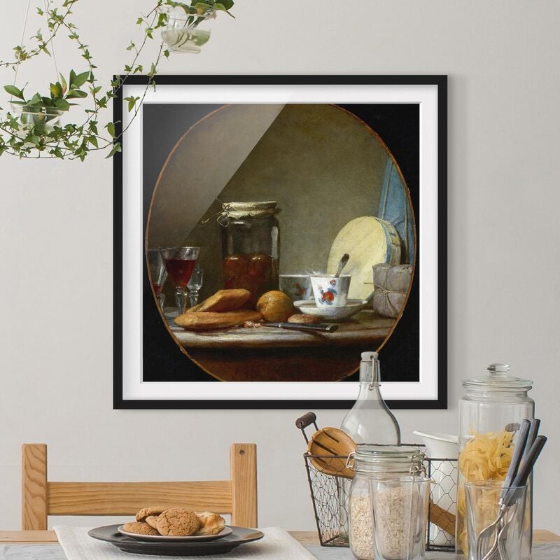 

Póster enmarcado - Jean-Baptiste Siméon Chardin - Glass With Apricots Dimensión LxA: 20cm x 20cm, Marco: Negro