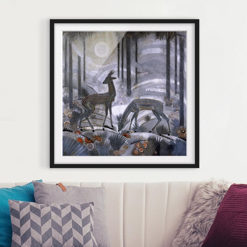 

Póster enmarcado - Jean Dunand - Two Deer In The Woods Dimensión LxA: 20cm x 20cm, Marco: Negro