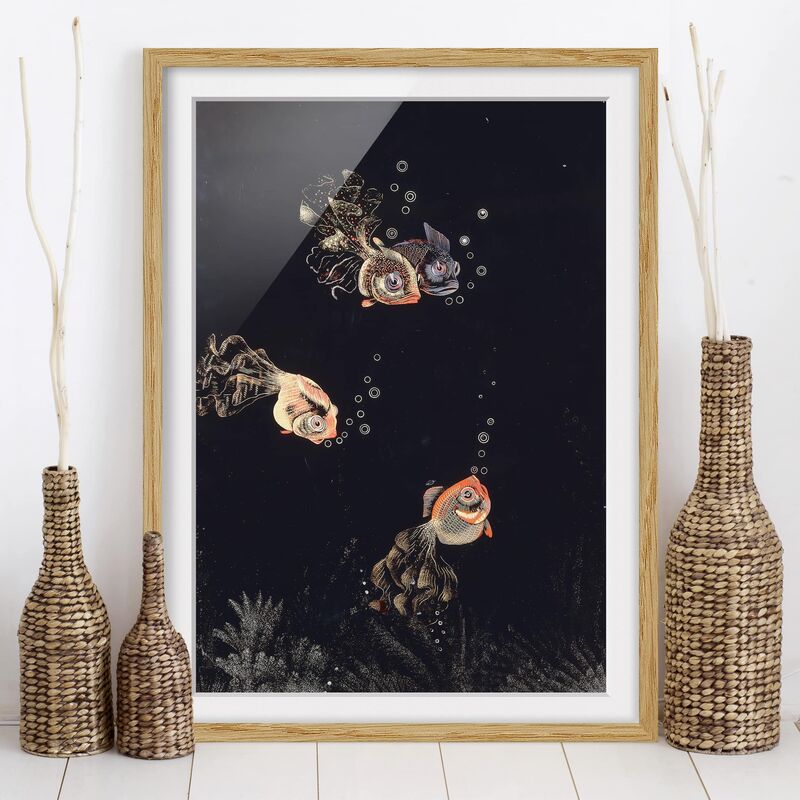 

Póster enmarcado - Jean Dunand - Underwater Scene With Red And Golden Fish, Bubbles Dimensión LxA: 70cm x 50cm, Marco: Roble