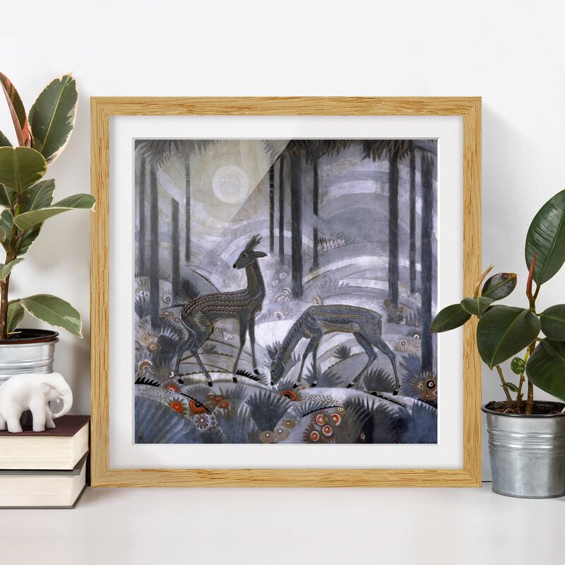 

Póster enmarcado - Jean Dunand - Two Deer In The Woods Dimensión LxA: 30cm x 30cm, Marco: Roble