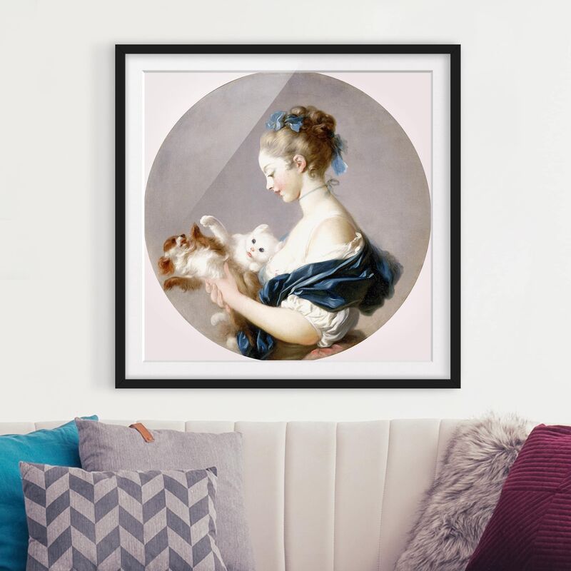 

Póster enmarcado - Jean Honoré Fragonard - Girl With Dog Dimensión LxA: 70cm x 70cm, Marco: Negro