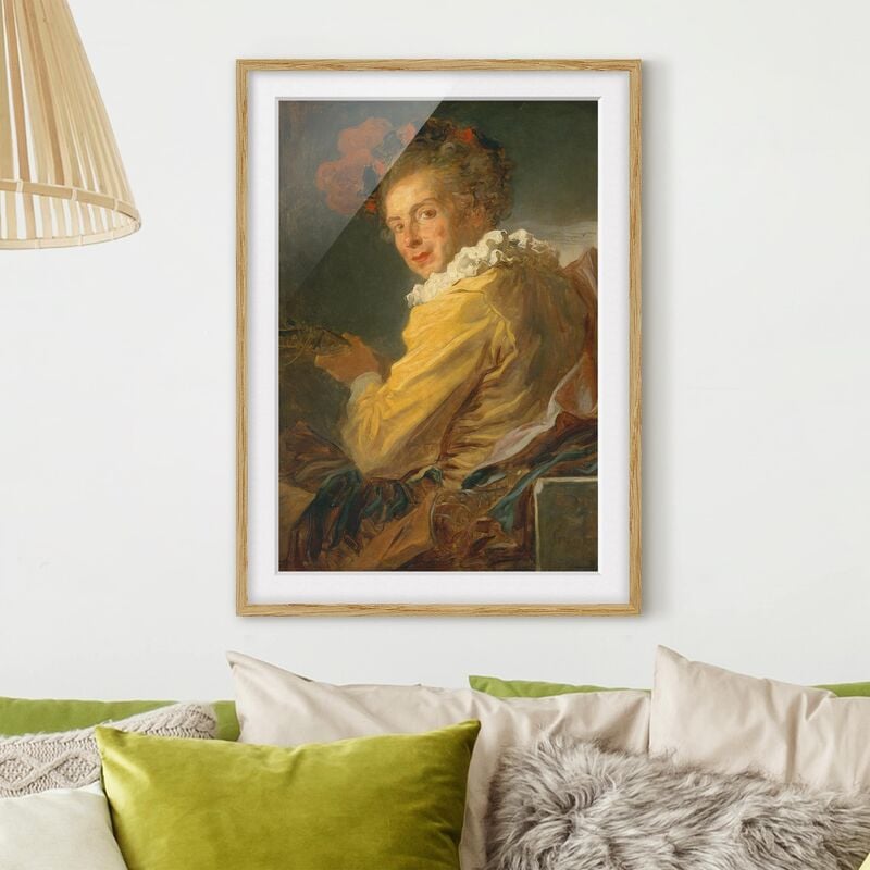 

Póster enmarcado - Jean Honoré Fragonard - Man Playing An Instrument Dimensión LxA: 24cm x 18cm, Marco: Roble