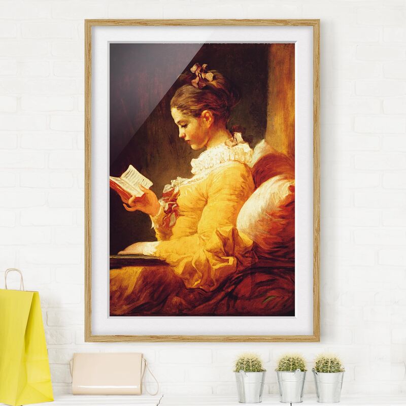 

Póster enmarcado - Jean Honoré Fragonard - Young Girl Reading Dimensión LxA: 24cm x 18cm, Marco: Roble