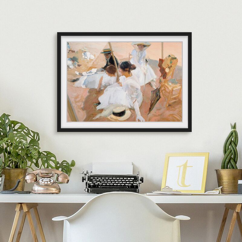 

Póster enmarcado - Joaquin Sorolla - Under The Awning On The Beach Dimensión LxA: 30cm x 40cm, Marco: Negro