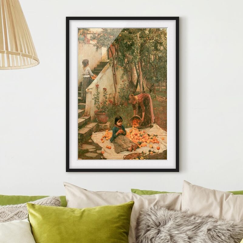 

Póster enmarcado - John William Waterhouse - The Orange Pickers Dimensión LxA: 24cm x 18cm, Marco: Negro