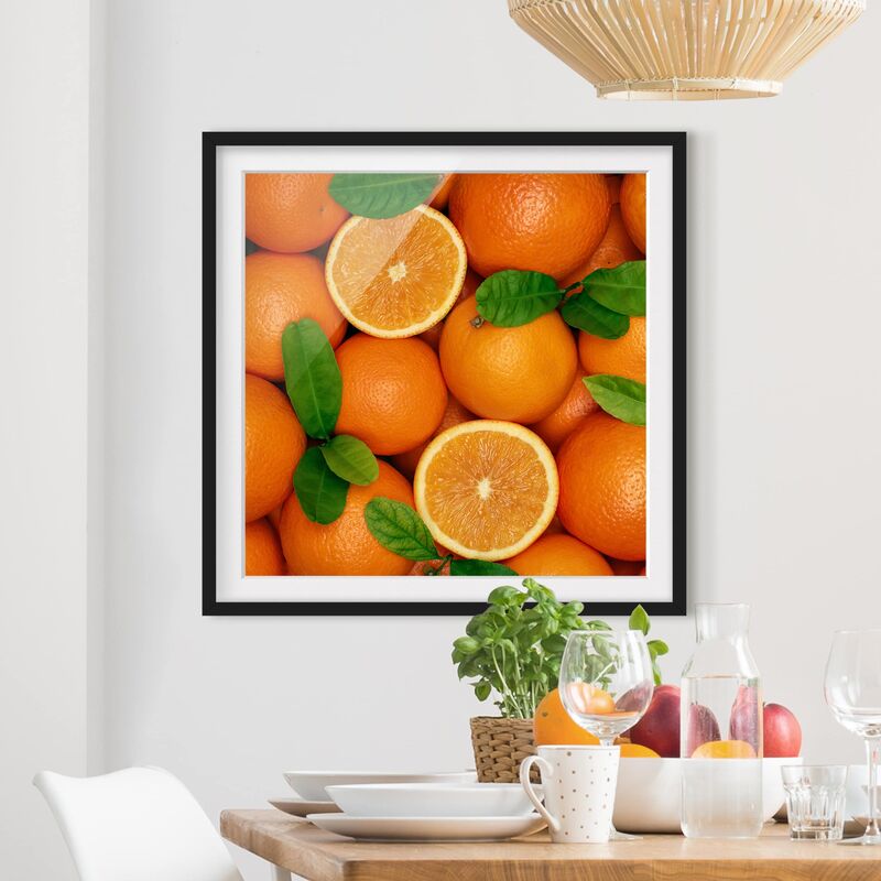 

Póster enmarcado - Juicy Oranges Dimensión LxA: 70cm x 70cm, Marco: Negro