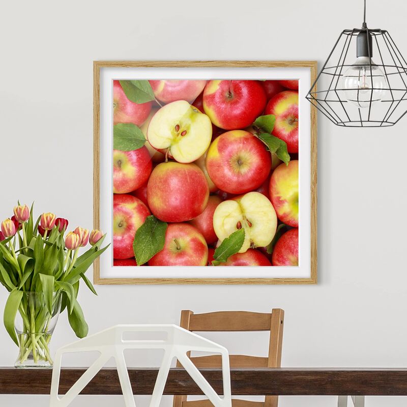 

Póster enmarcado - Juicy Apples Dimensión LxA: 20cm x 20cm, Marco: Roble