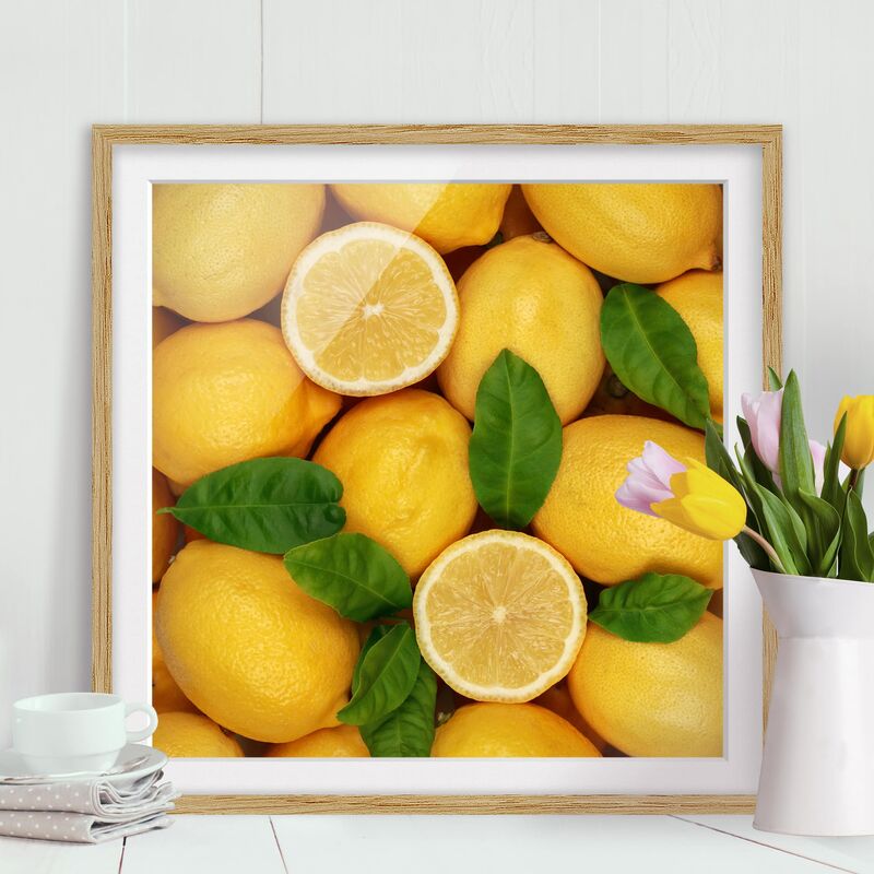 

Póster enmarcado - Juicy Lemons Dimensión LxA: 20cm x 20cm, Marco: Roble