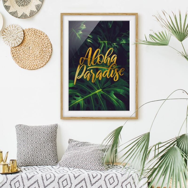 

Póster enmarcado - Jungle - Aloha Paradise Dimensión LxA: 24cm x 18cm, Marco: Roble