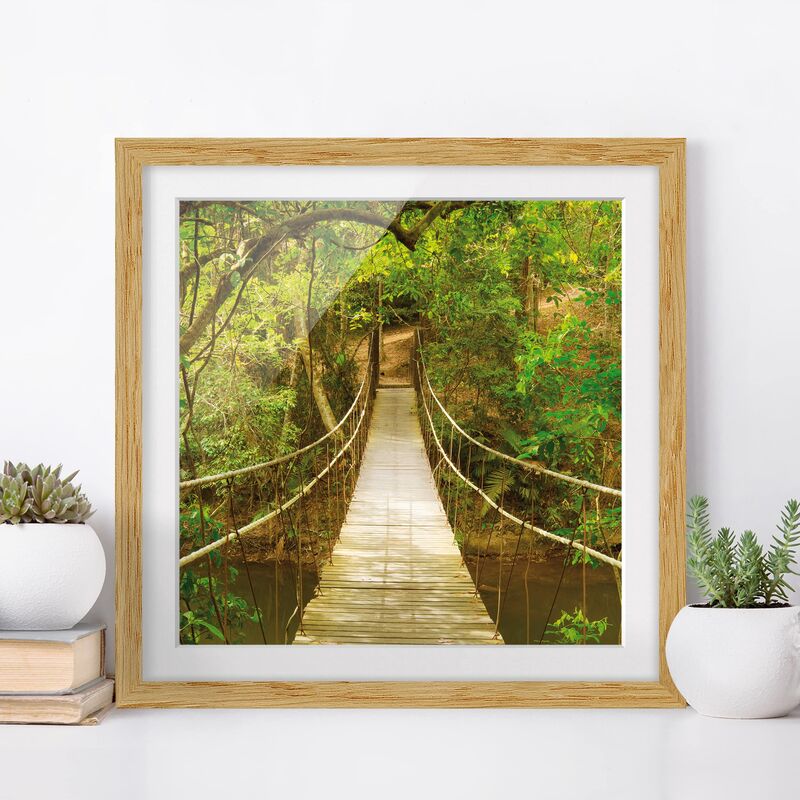 

Póster enmarcado - Jungle Bridge Dimensión LxA: 70cm x 70cm, Marco: Roble