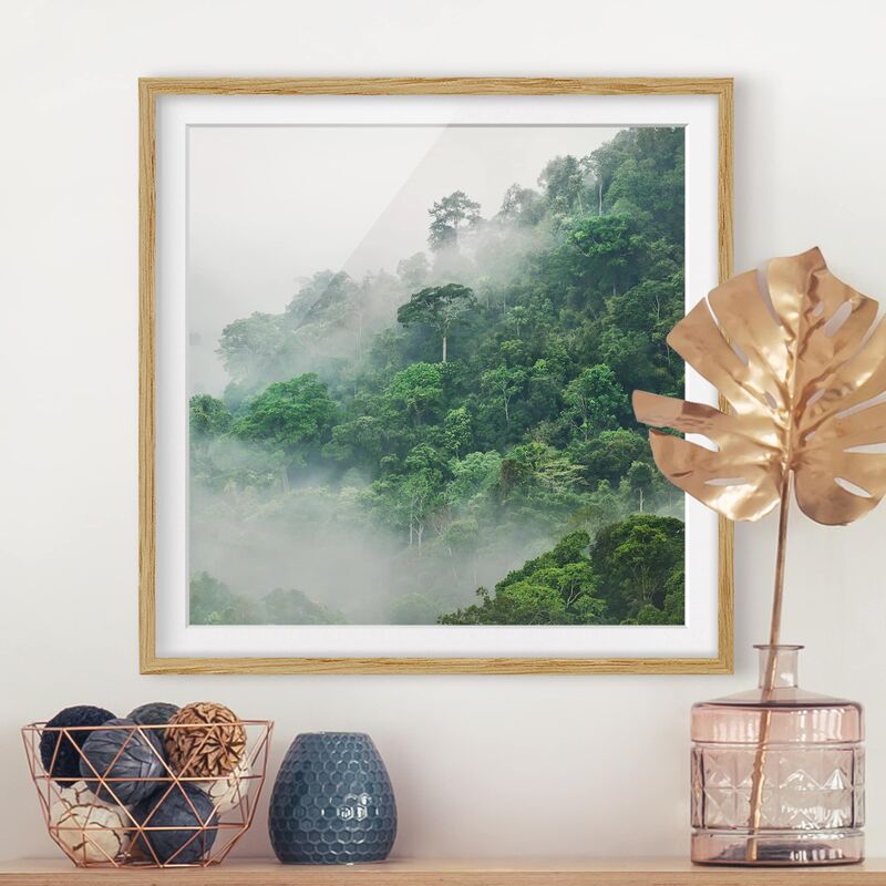 

Póster enmarcado - Jungle In The Fog Dimensión LxA: 30cm x 30cm, Marco: Roble