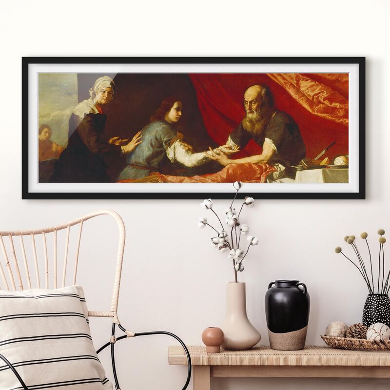 

Póster enmarcado - Jusepe De Ribera - Isacco E Di Giacobbe Dimensión LxA: 30cm x 75cm, Marco: Negro
