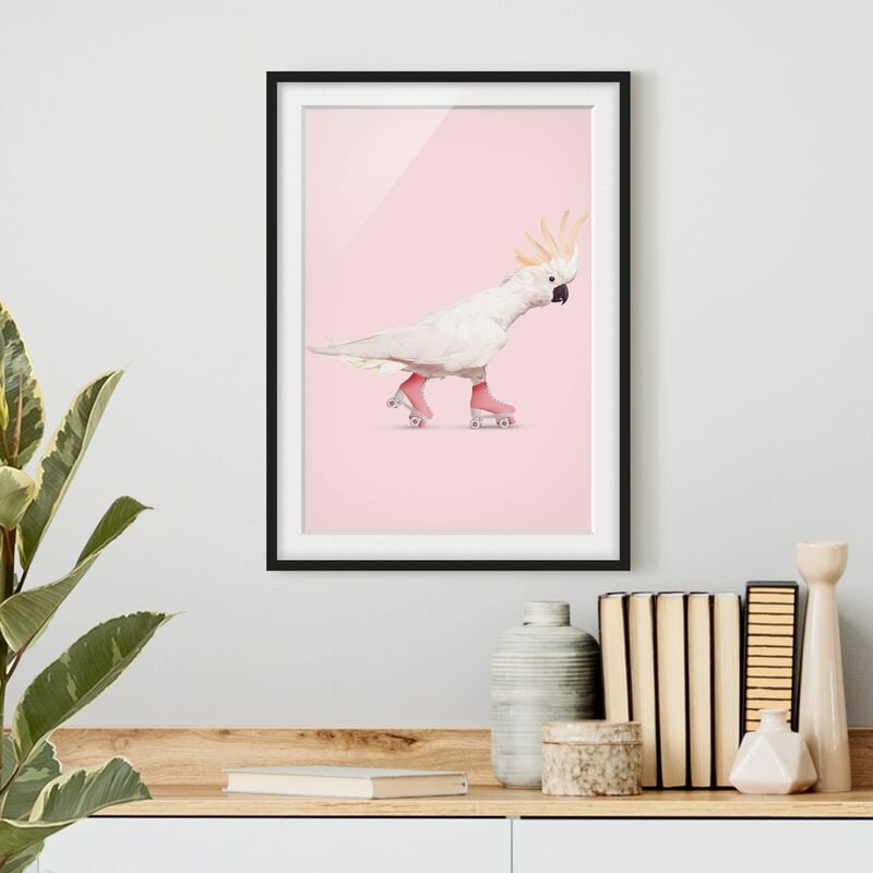

Póster enmarcado - Kakadu Con Pattini a rotelle Dimensión LxA: 100cm x 70cm, Marco: Negro