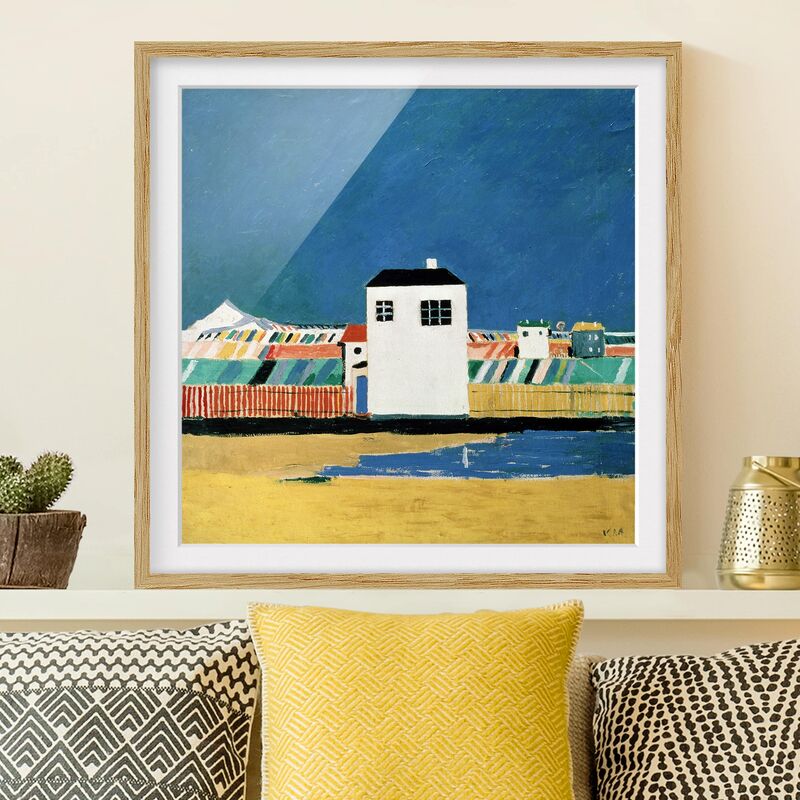 

Póster enmarcado - Kasimir Malevich - Landscape With White House Dimensión LxA: 70cm x 70cm, Marco: Roble