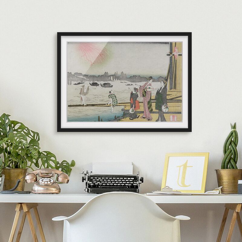 

Póster enmarcado - Katsushika Hokusai - A Cool Evening In Ryogoku Dimensión LxA: 70cm x 100cm, Marco: Negro