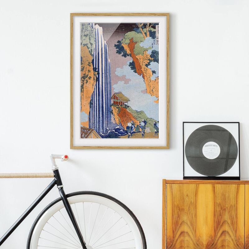 

Póster enmarcado - Katsushika Hokusai - Ono Waterfall On The Kisokaidô Dimensión LxA: 70cm x 50cm, Marco: Roble