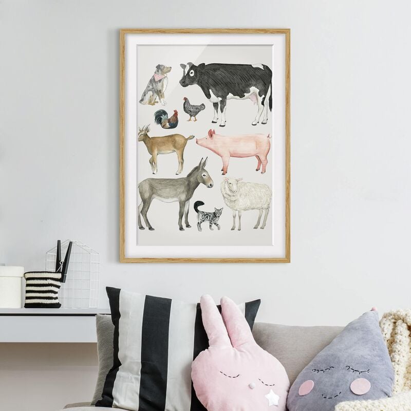 

Póster enmarcado - La Fattoria Degli Animali Famiglia I Dimensión LxA: 100cm x 70cm, Marco: Roble