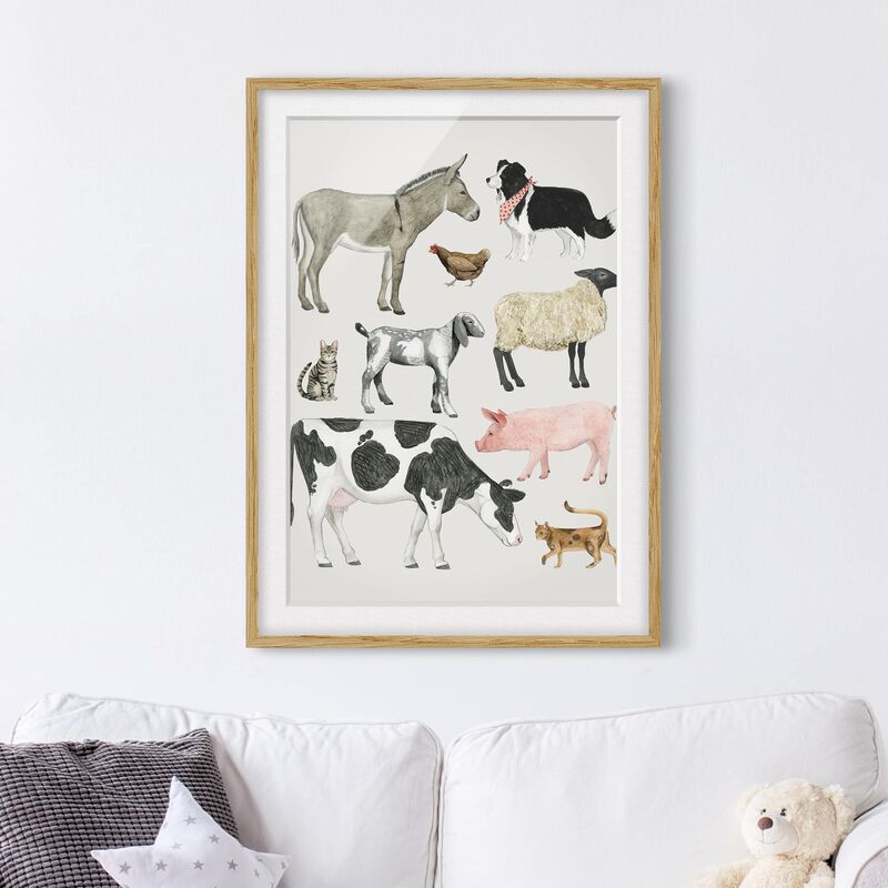 

Póster enmarcado - La Fattoria Degli Animali Family Ii Dimensión LxA: 24cm x 18cm, Marco: Roble