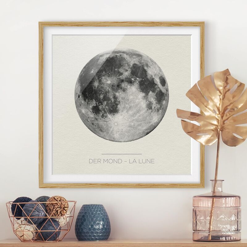 

Póster enmarcado - La Luna - The Moon Dimensión LxA: 50cm x 50cm, Marco: Roble