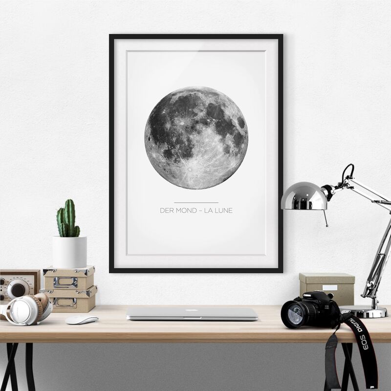 

Póster enmarcado - La Luna - The Moon Dimensión LxA: 24cm x 18cm, Marco: Negro