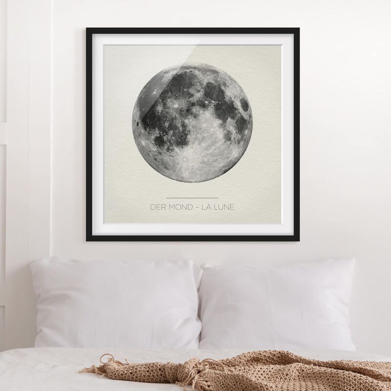 

Póster enmarcado - La Luna - The Moon Dimensión LxA: 20cm x 20cm, Marco: Negro
