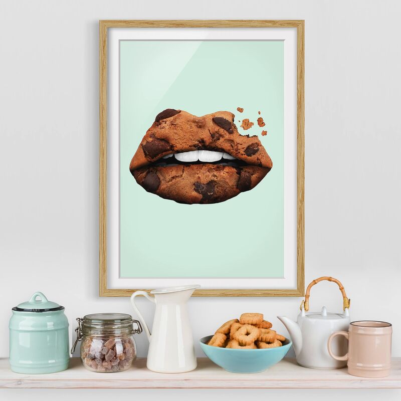 

Póster enmarcado - Labbra con biscotto Dimensión LxA: 40cm x 30cm, Marco: Roble