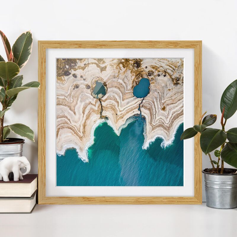 

Póster enmarcado - Laguna In Israele Dimensión LxA: 70cm x 70cm, Marco: Roble