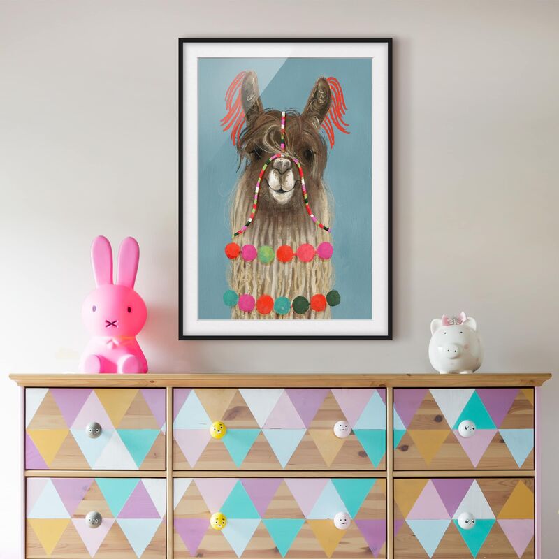 

Póster enmarcado - Lama Con Gioielli I Dimensión LxA: 24cm x 18cm, Marco: Negro