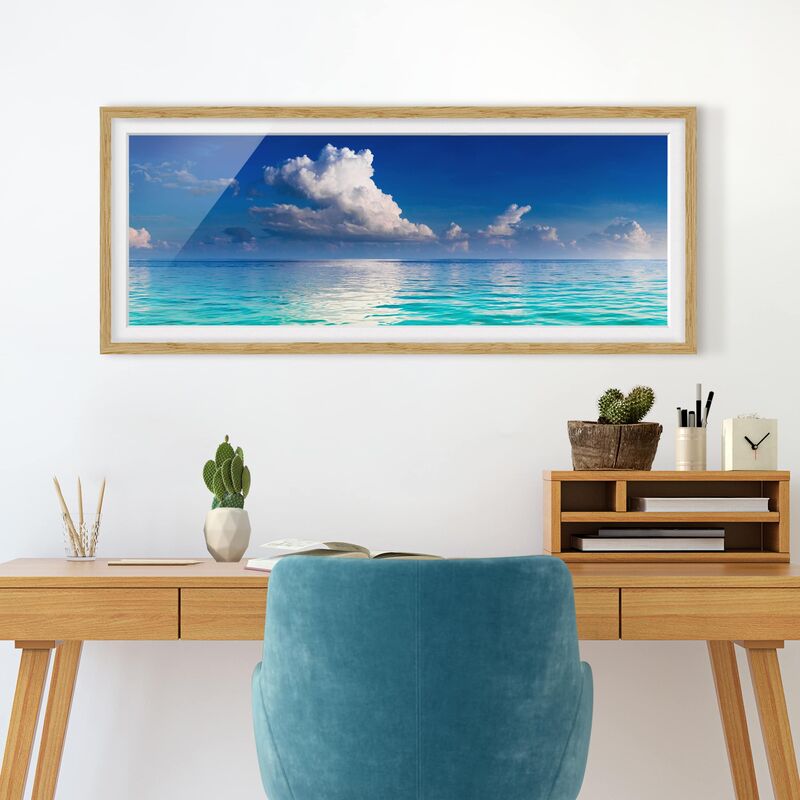 

Póster enmarcado - Laguna Turchese Dimensión LxA: 30cm x 75cm, Marco: Roble