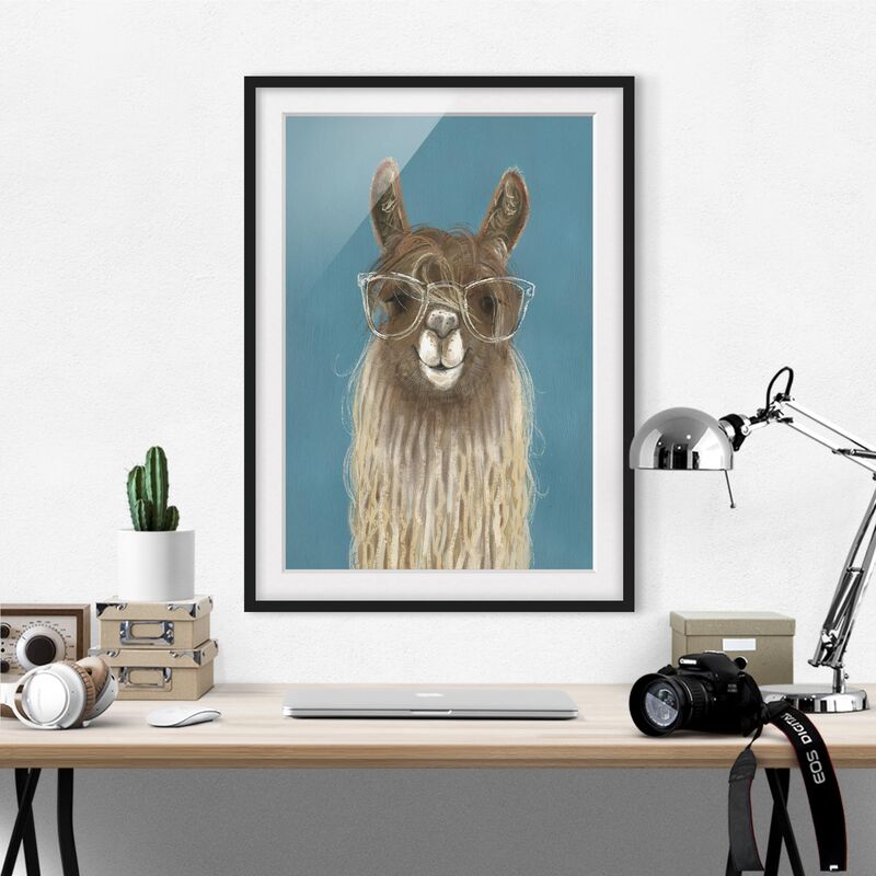 

Póster enmarcado - Lama Con Gli Occhiali Iii Dimensión LxA: 70cm x 50cm, Marco: Negro