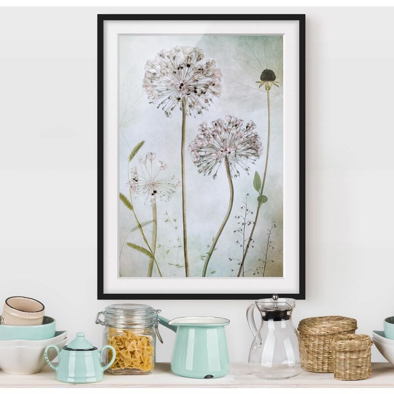 

Póster enmarcado - Leek Flowers In pastello Dimensión LxA: 70cm x 50cm, Marco: Negro