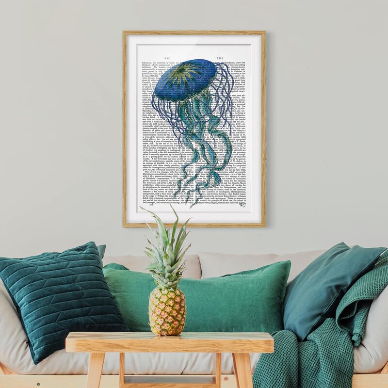 

Póster enmarcado - Lettura Animal - Medusa Dimensión LxA: 24cm x 18cm, Marco: Roble