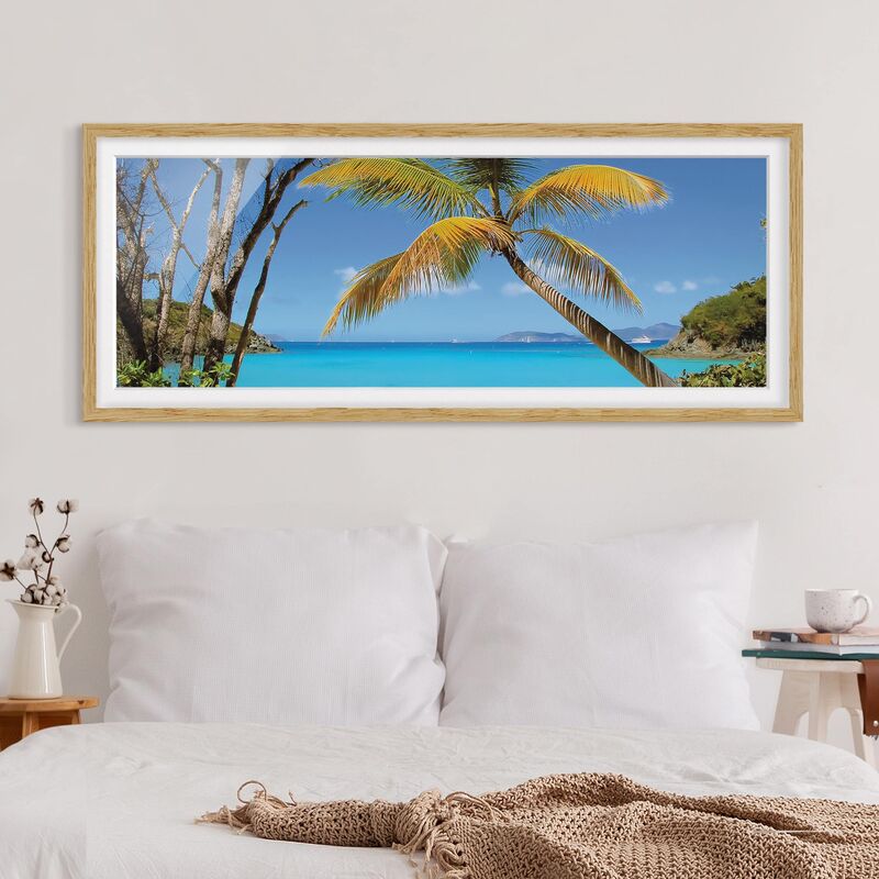 

Póster enmarcado - Les Seychelles Dimensión LxA: 40cm x 100cm, Marco: Roble