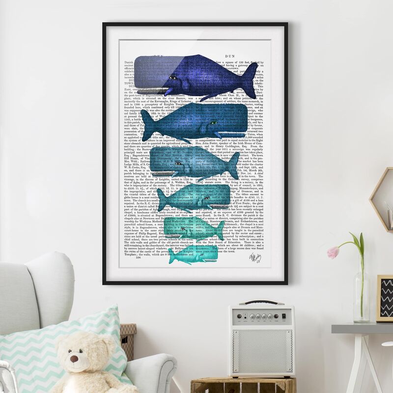 

Póster enmarcado - Lettura Degli Animali - Famiglia Balena Dimensión LxA: 55cm x 40cm, Marco: Negro