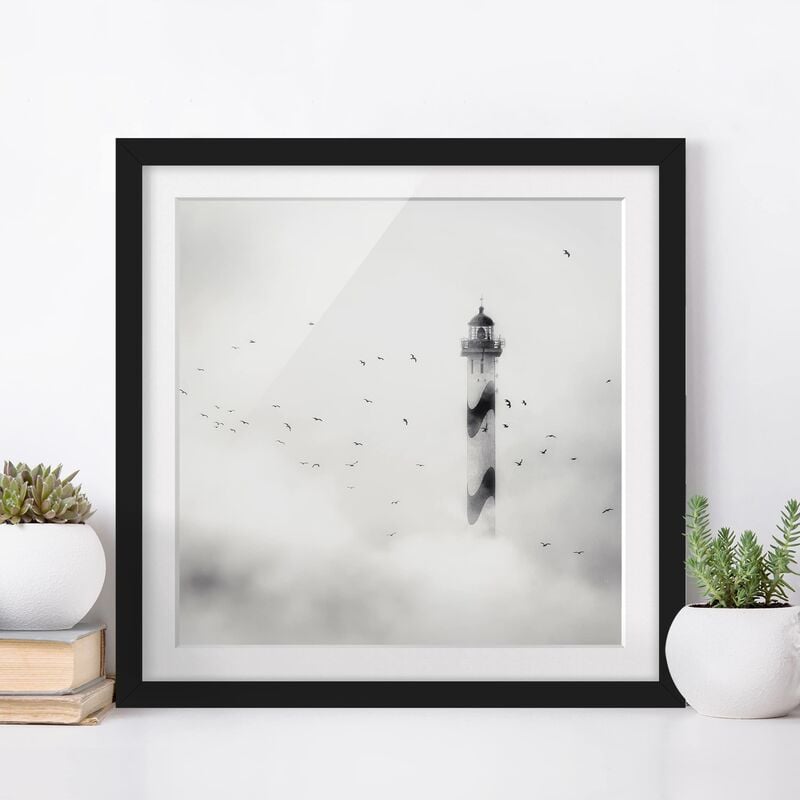 

Póster enmarcado - Lighthouse In The Fog Dimensión LxA: 50cm x 50cm, Marco: Negro