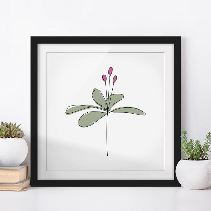 

Póster enmarcado - Lily Line Art Dimensión LxA: 30cm x 30cm, Marco: Negro