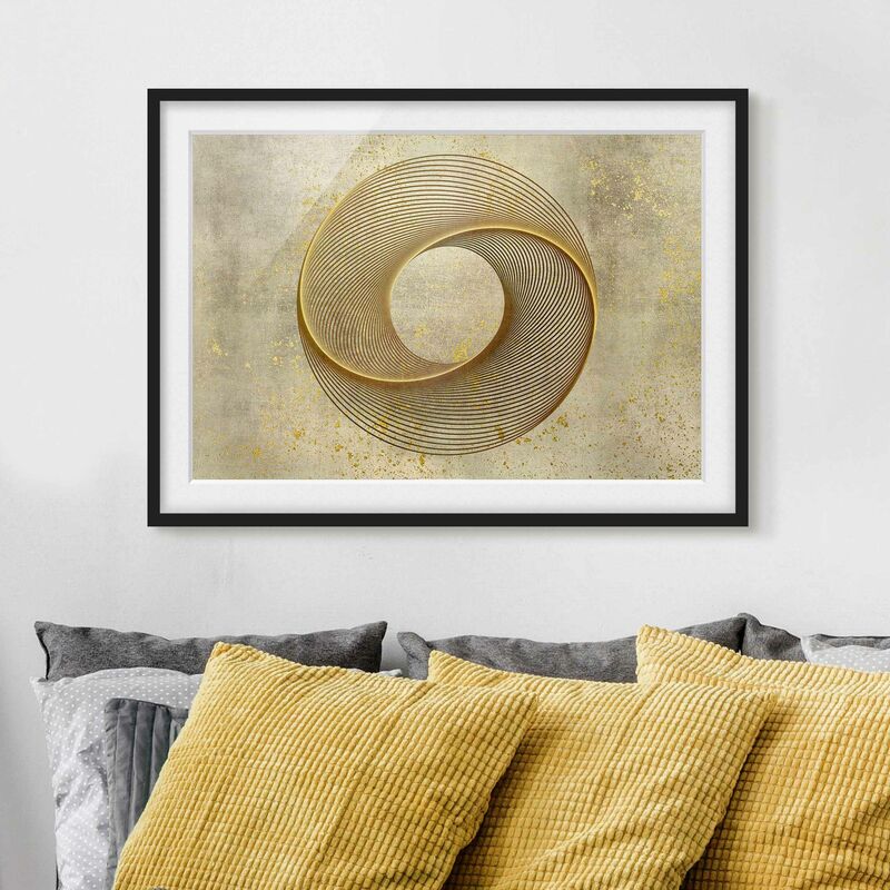 

Póster enmarcado - Line Art cerchio d'oro a spirale Dimensión LxA: 70cm x 100cm, Marco: Negro