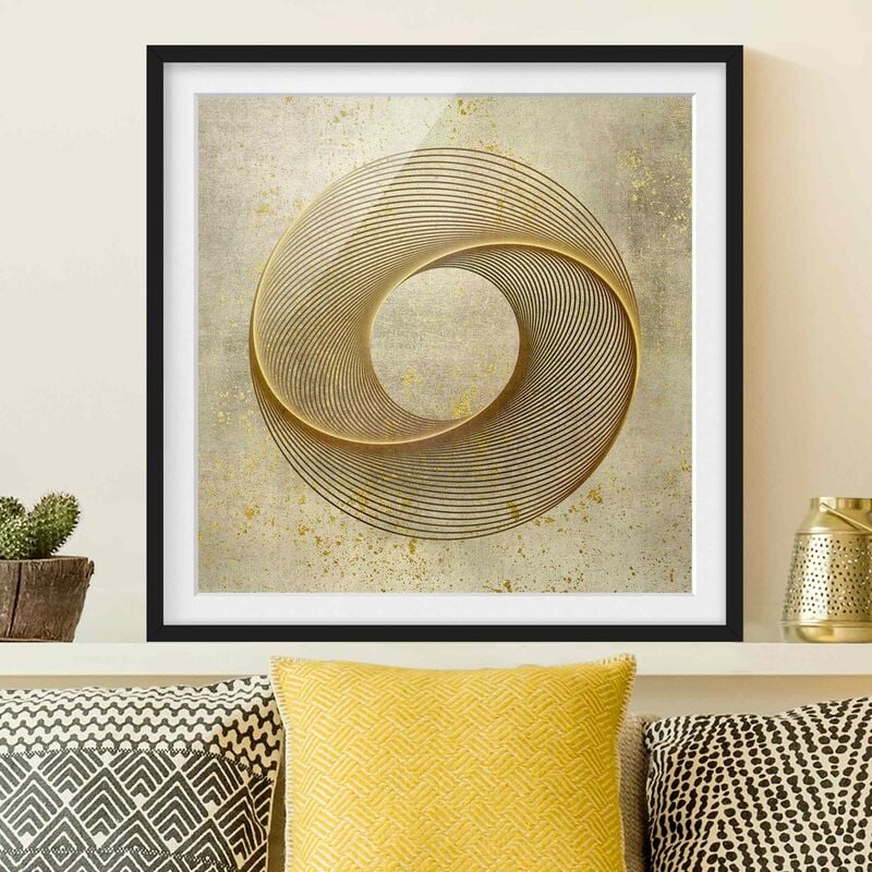 

Póster enmarcado - Line Art cerchio d'oro a spirale Dimensión LxA: 70cm x 70cm, Marco: Negro