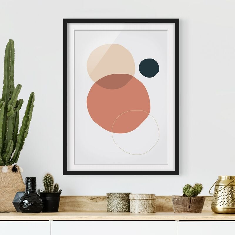 

Póster enmarcado - Line Art Circles Pastello Dimensión LxA: 24cm x 18cm, Marco: Negro