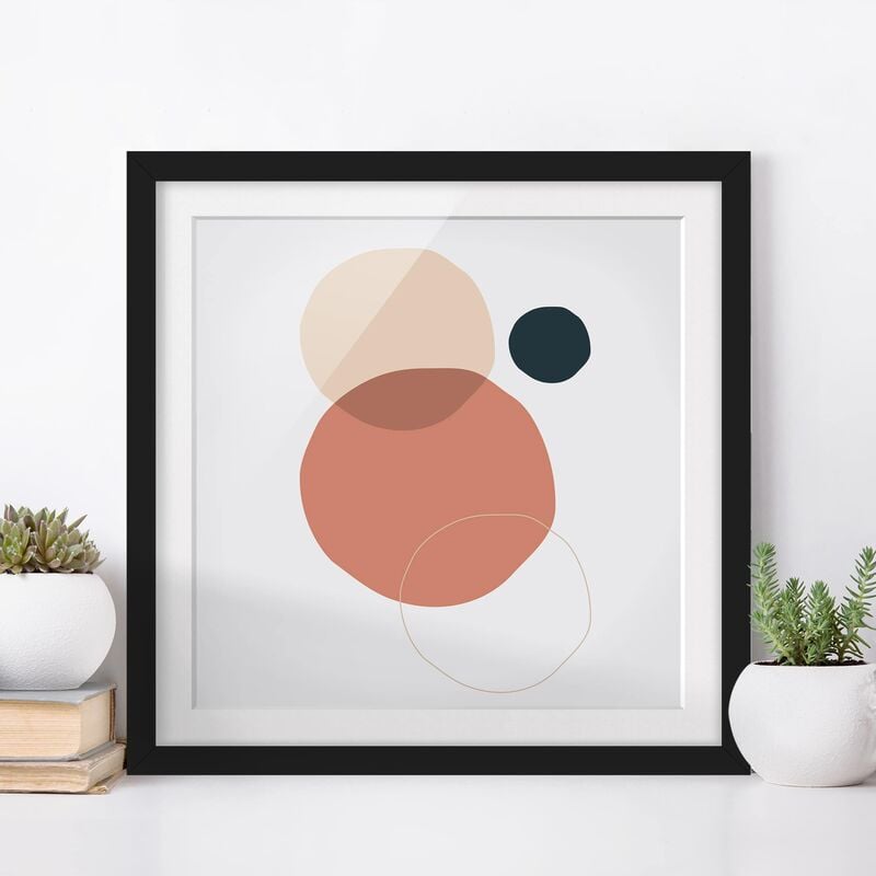 

Póster enmarcado - Line Art Circles Pastello Dimensión LxA: 70cm x 70cm, Marco: Negro