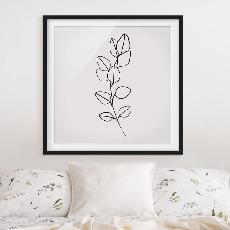 

Póster enmarcado - Line Art filiale fogli Bianco e nero Dimensión LxA: 70cm x 70cm, Marco: Negro