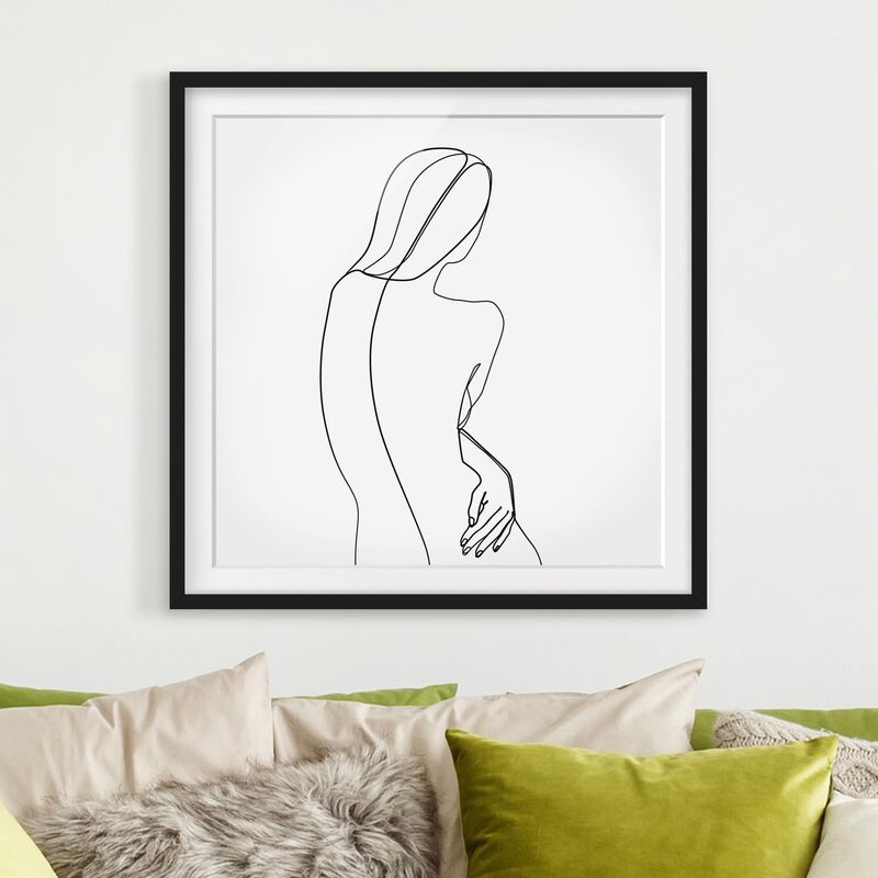 

Póster enmarcado - Line Art indietro Donna Bianco e nero Dimensión LxA: 70cm x 70cm, Marco: Negro