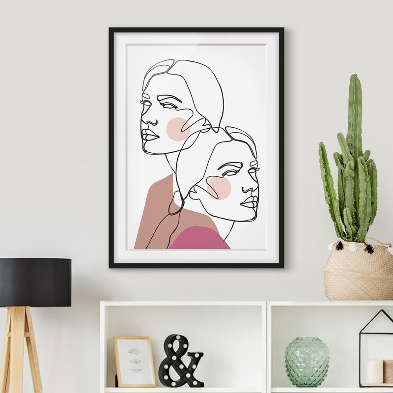 

Póster enmarcado - Line Art Donne del ritratto guance rosa Dimensión LxA: 70cm x 50cm, Marco: Negro