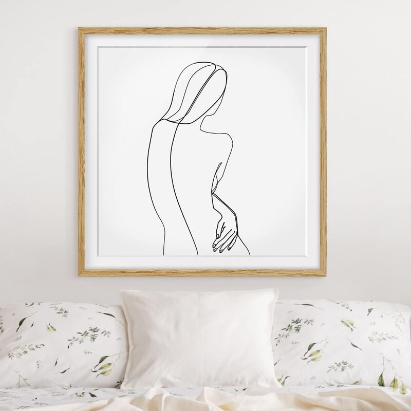 

Póster enmarcado - Line Art indietro Donna Bianco e nero Dimensión LxA: 50cm x 50cm, Marco: Roble