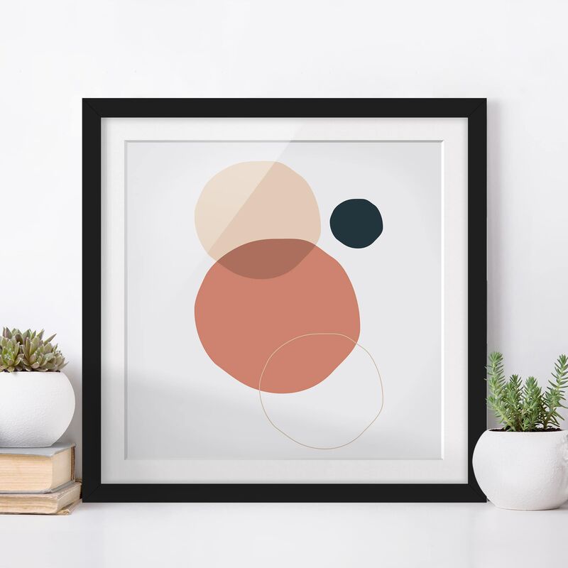 

Póster enmarcado - Line Art Circles Pastello Dimensión LxA: 70cm x 70cm, Marco: Negro