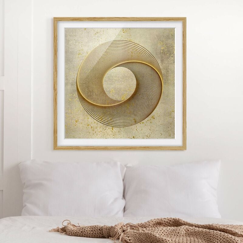 

Póster enmarcado - Line Art cerchio d'oro a spirale Dimensión LxA: 30cm x 30cm, Marco: Roble