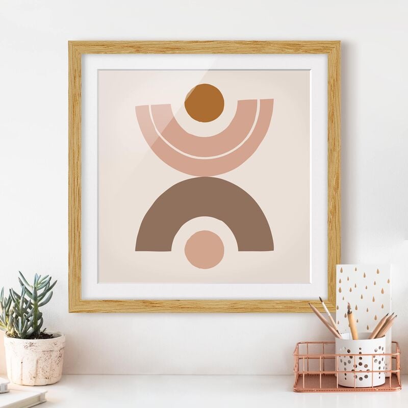 

Póster enmarcado - Line Art astratta pastello Forme Dimensión LxA: 50cm x 50cm, Marco: Roble
