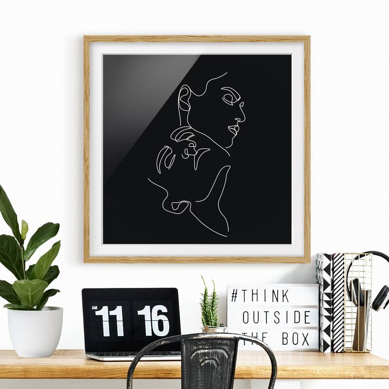 

Póster enmarcado - Line Art Black Women Faces Dimensión LxA: 70cm x 70cm, Marco: Roble